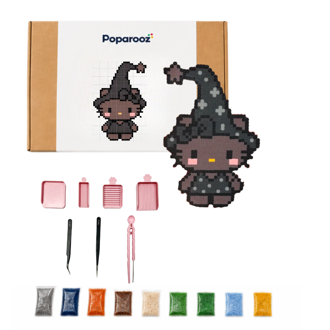 Cute Witch Kitty Fuse Bead Kit 52*52– 2.6mm Mini Beads & Complete Crafting Tools