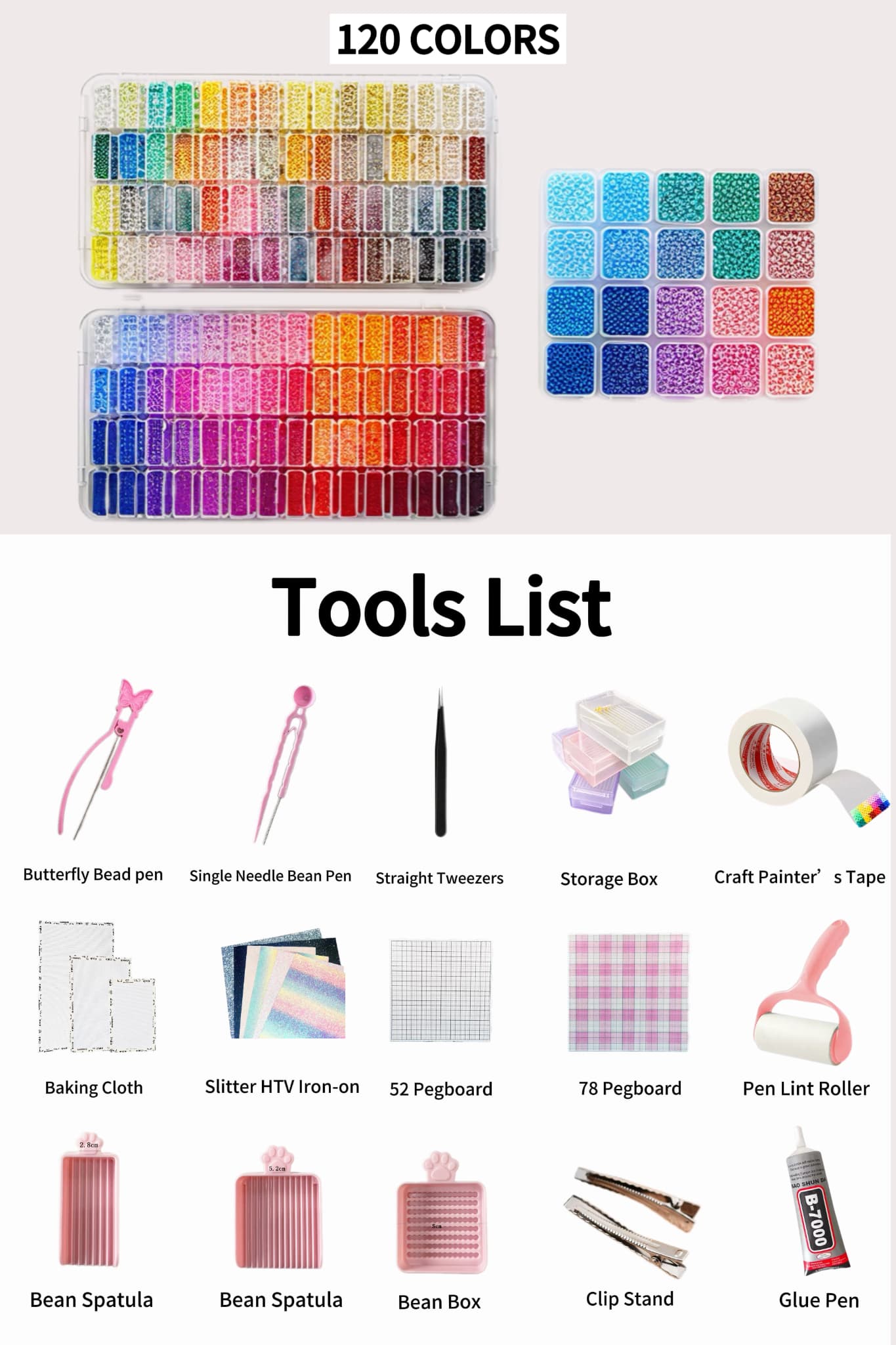 120 Colors Mini Fuse Beads Kit with Tools, 2.6mm DIY Pixel Art