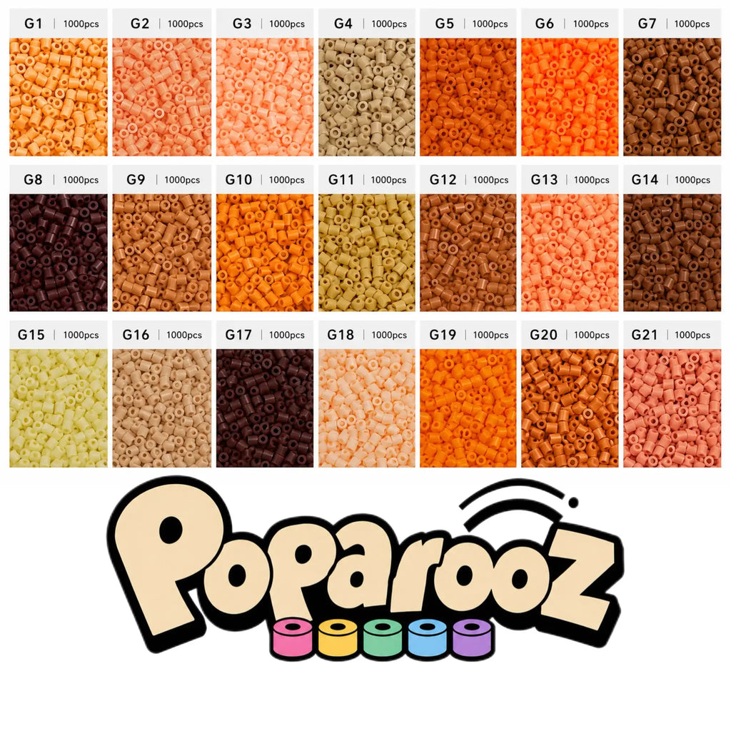 Poparooz Skin Tone Shades Mini Fuse Beads, 21 Colors, 2.6mm