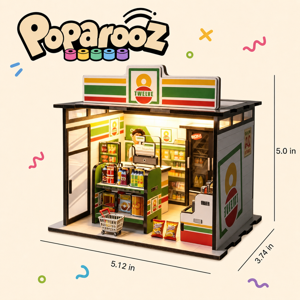 Poparooz 8-IN-1 City Street DIY 3D  Puzzle Model Kit Miniature Building Set