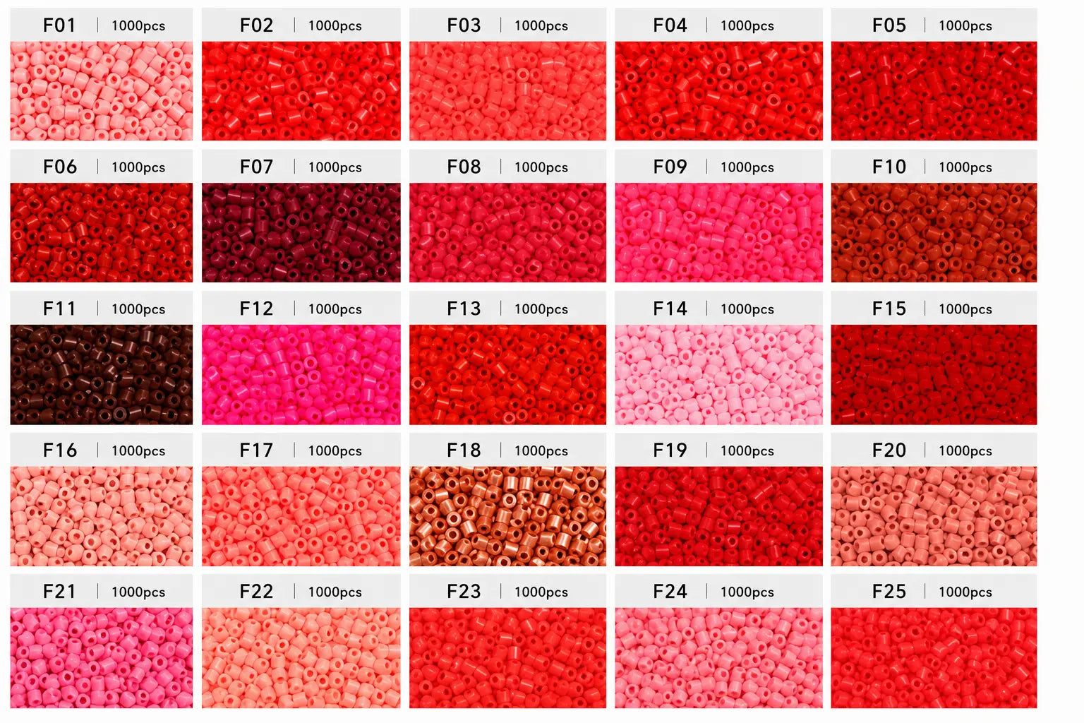 Poparooz F Series Mini Fuse Beads,Red Shades ,25 Colors, 2.6mm