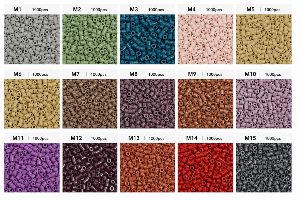 Poparooz M Series Mini Fuse Beads, Earth Tone Shades, 15 Colors, 2.6mm