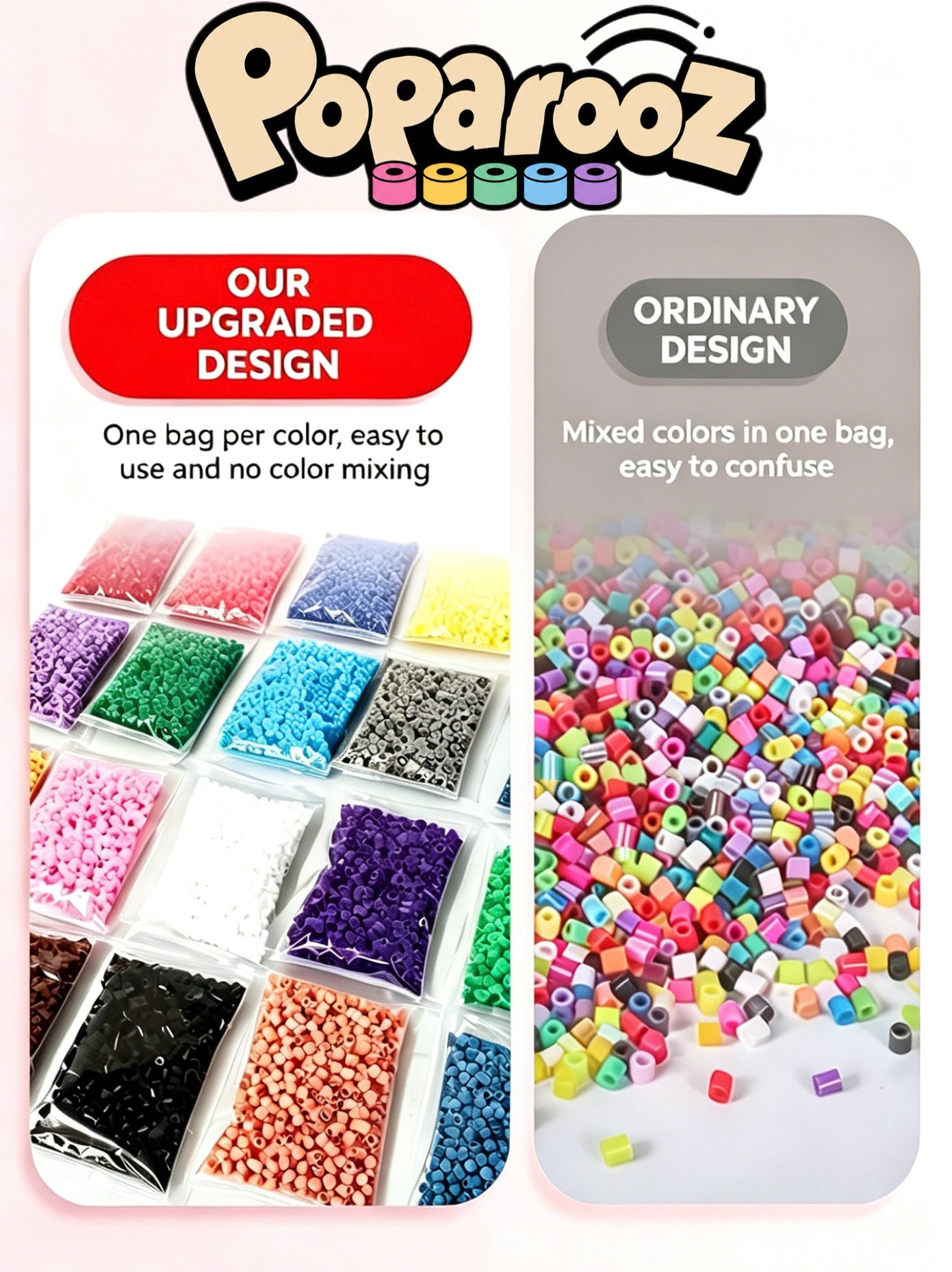 Poparooz Skin Tone Shades Mini Fuse Beads, 21 Colors, 2.6mm