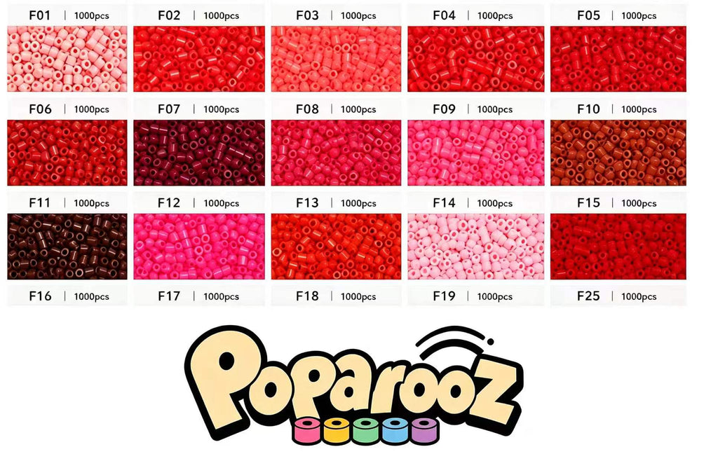 Poparooz Red Shades Mini Fuse Beads, 25 Colors, F04 color code 2.6mm