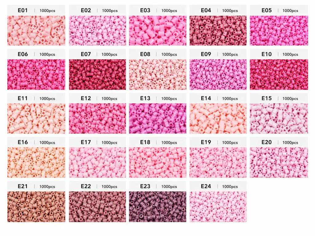 Poparooz E Series Mini Fuse Beads, Pink Shades, 24 Colors, 2.6mm