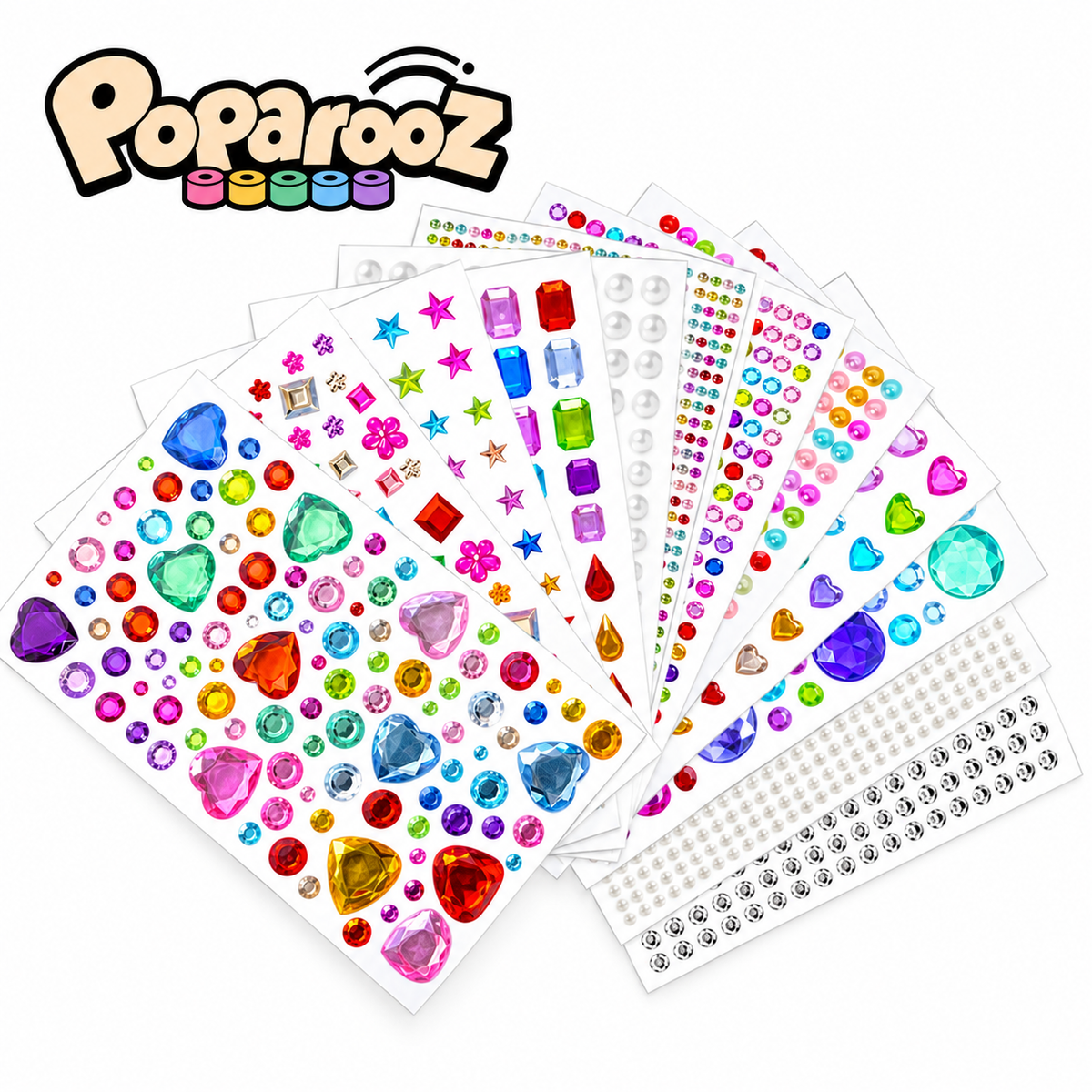Poparooz 3500pcs Glossy Self-Adhesive Gem Stickers Bedazzling Kit