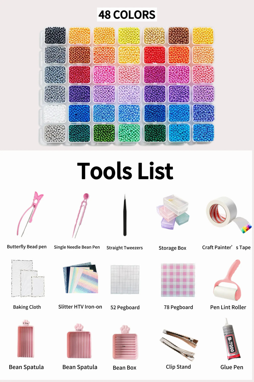 48-120 Colors Mini Fuse Beads Kit with Tools, 2.6mm DIY Pixel Art Set