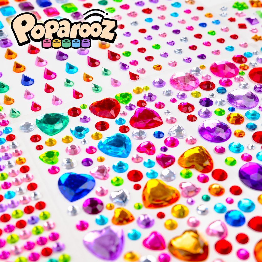 Poparooz 3500pcs Glossy Self-Adhesive Gem Stickers Bedazzling Kit
