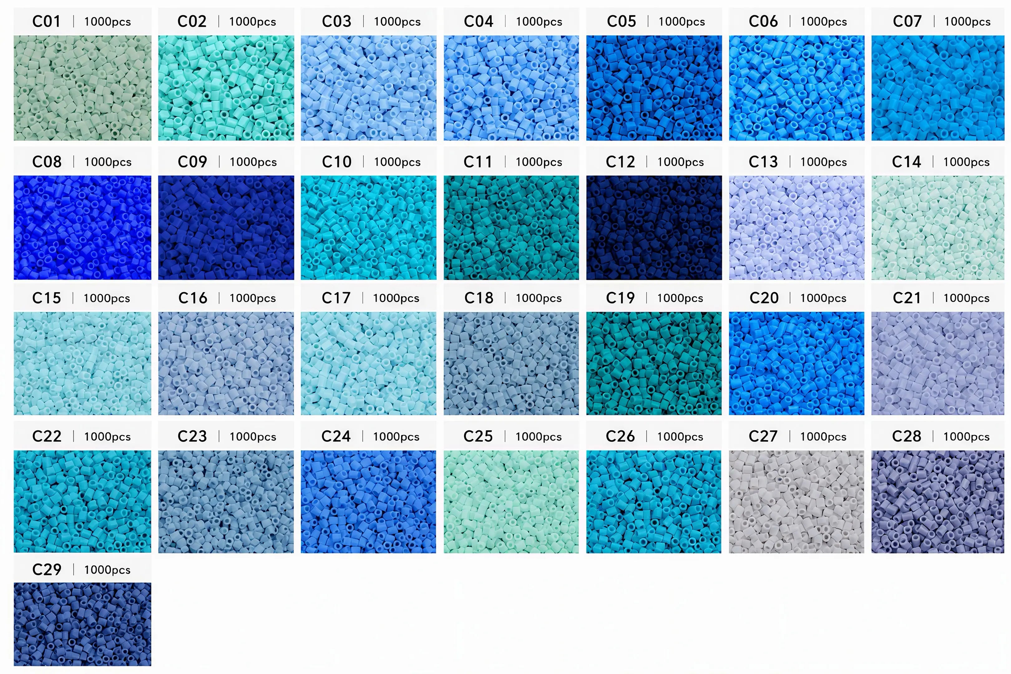 Poparooz C Series Mini Fuse Beads, Blue Shades, 29 Colors, 2.6mm