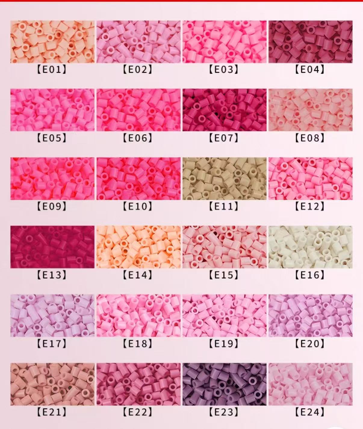 Poparooz E Series Mini Fuse Beads, Pink Shades, 24 Colors, 2.6mm
