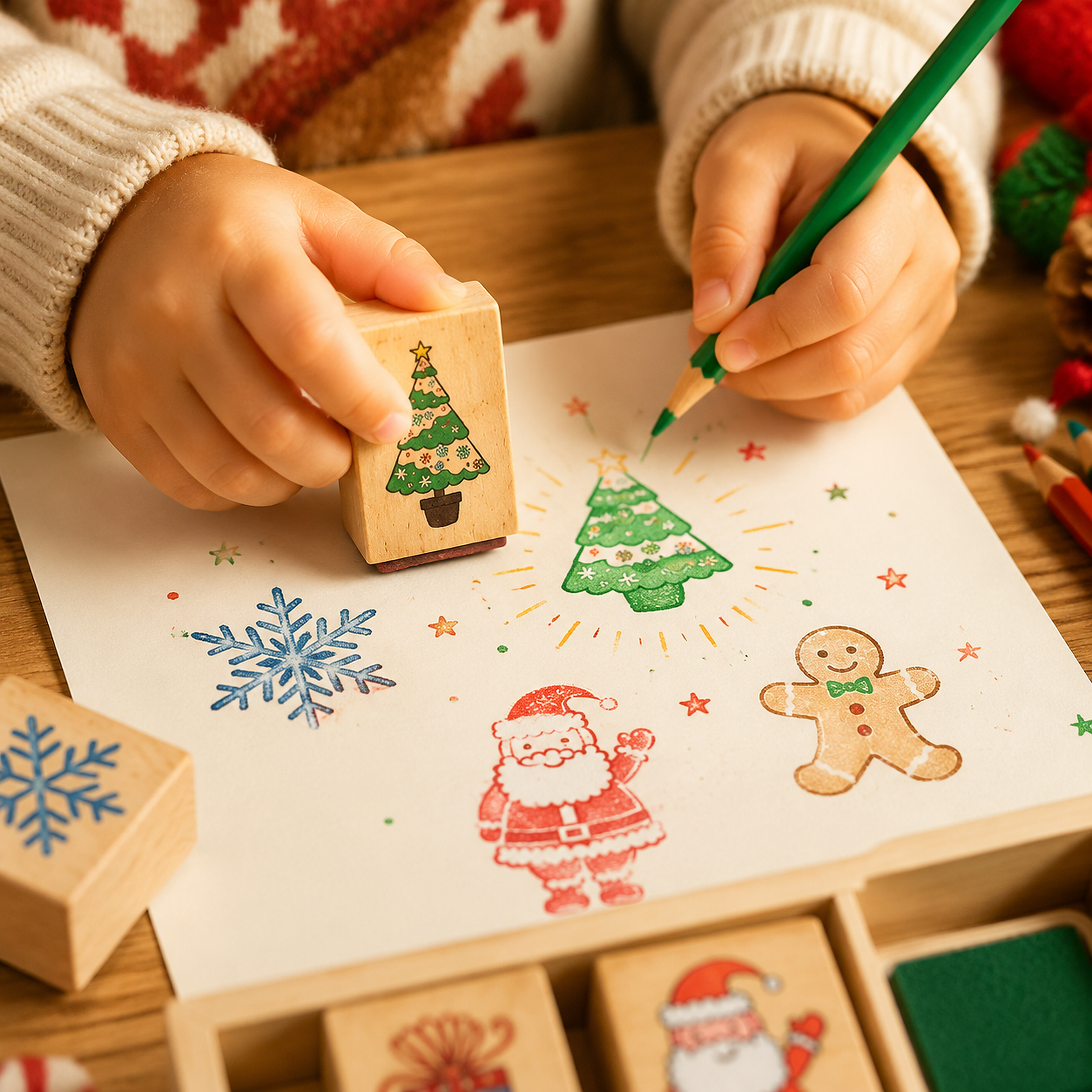 Wooden Christmas Stamp Set
